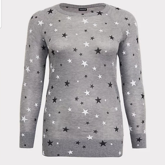 Torrid 00 GREY STAR PULLOVER SWEATER NWT - Picture 5 of 5